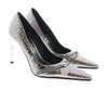 Versace Jeans Couture Pointed  Embossed Classic Gun Metal Pumps -10