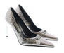 Versace Jeans Couture Womens Pointed  Embossed Classic Gun Metal Pumps -