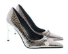 Versace Jeans Couture Pointed  Embossed Classic Gun Metal Pumps -