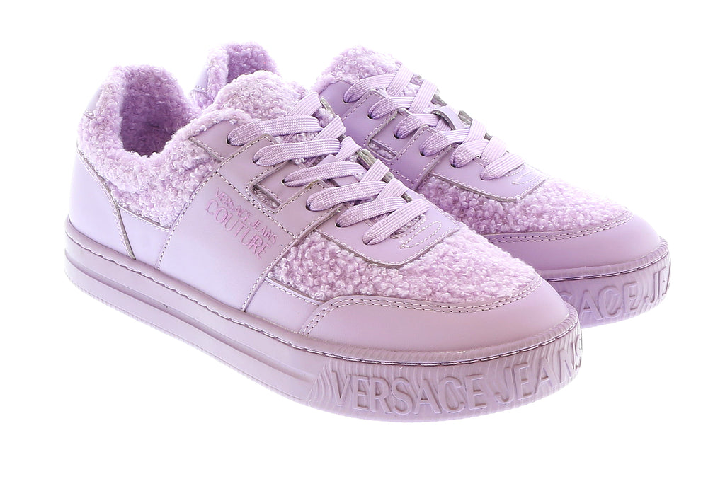 Versace Jeans Couture Fuzzy Lace Up Fashion Lilac Sneakers-6