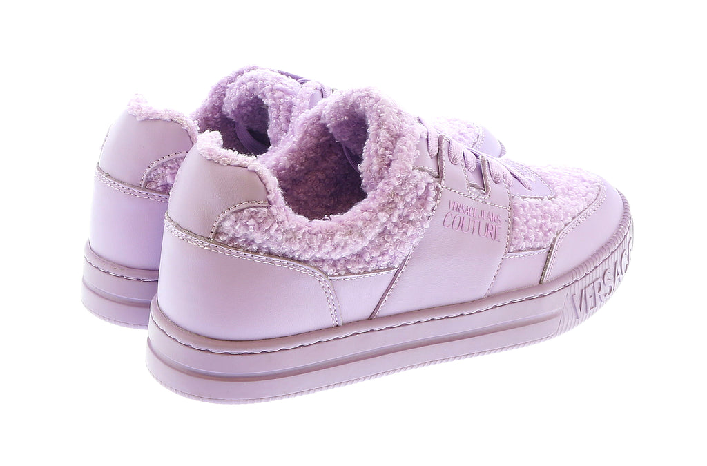 Versace Jeans Couture Fuzzy Lace Up Fashion Lilac Sneakers-