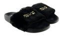 Versace Jeans Couture Womens Black Faux Fur Signature Slides-EU36