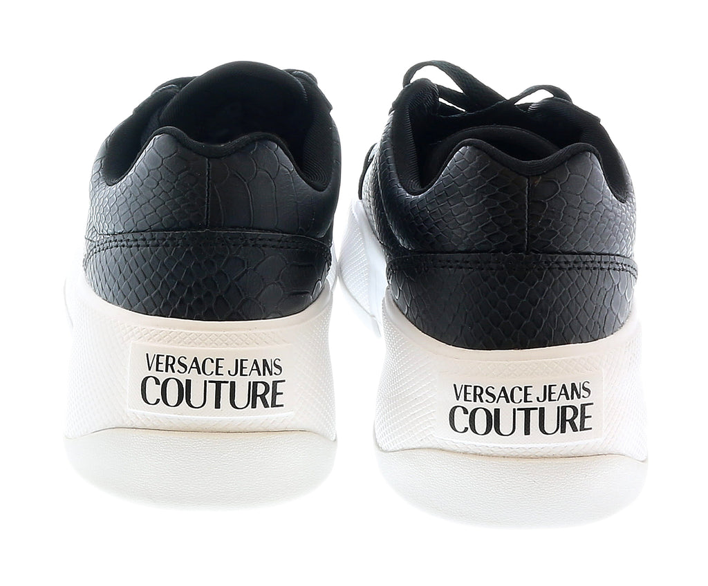 Versace Jeans Couture Signature Snake Embossed Low Top Black Sneakers-