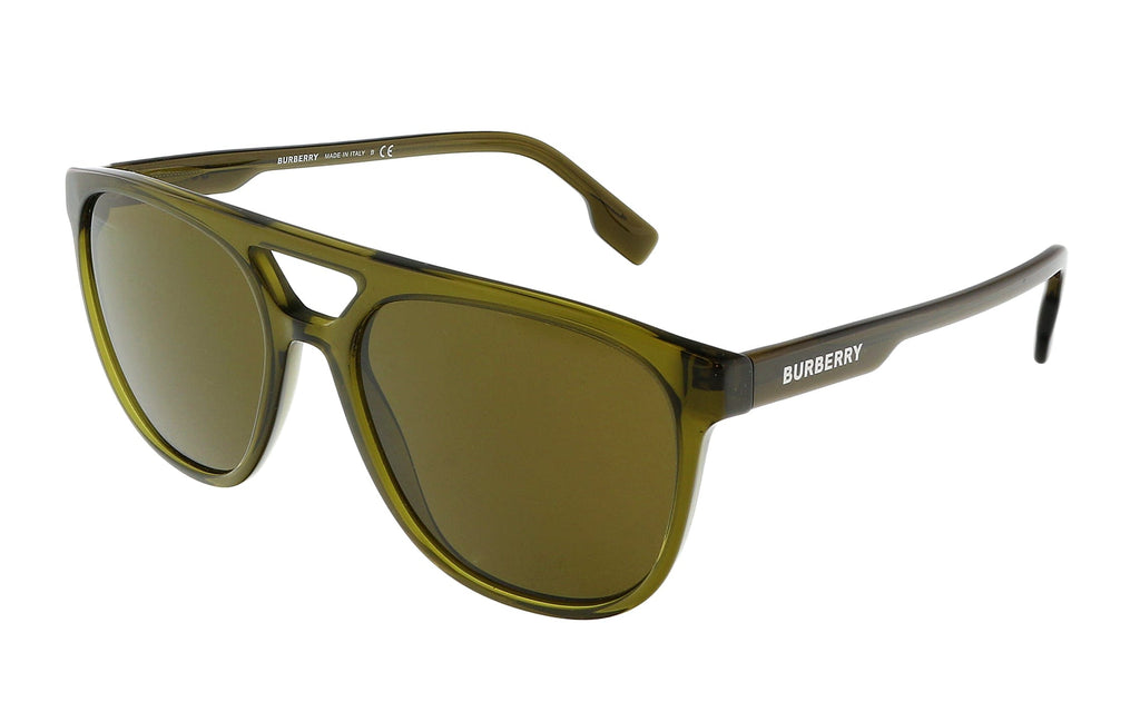 Burberry  Olive Green Square Full Rim Sunglasses