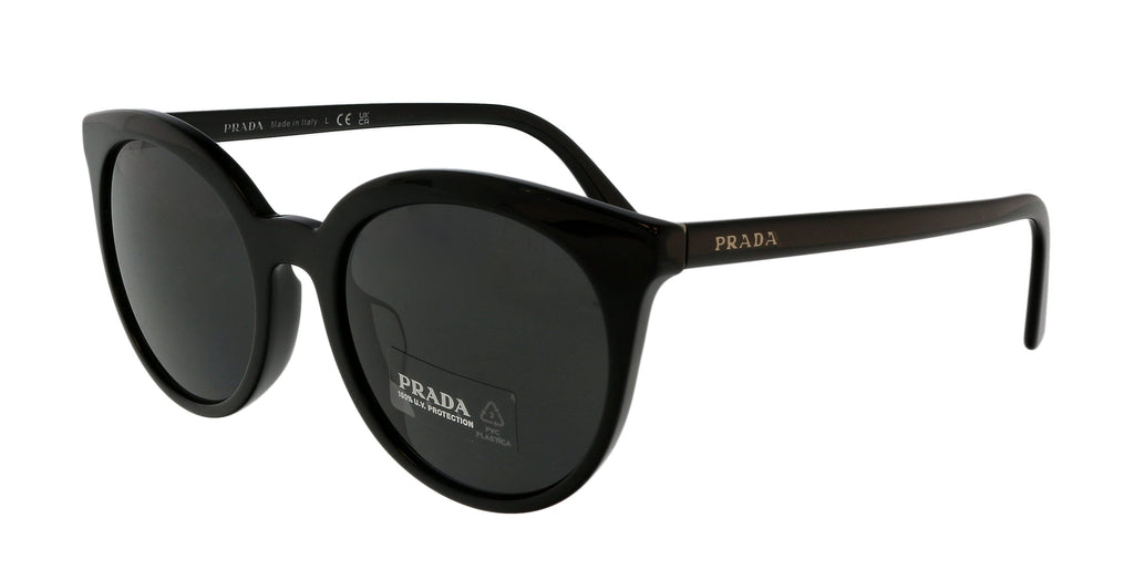 Prada  Round Black Black Sunglasses