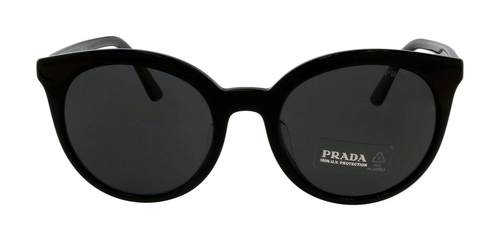 Prada 0PR 02XSF 1AB5S0 Round Black Black Sunglasses