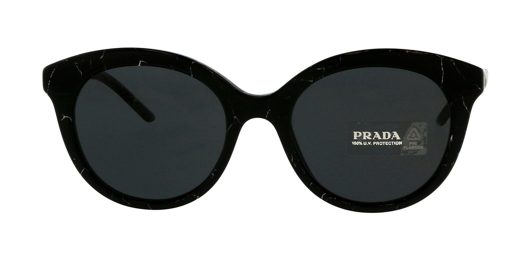 Prada 0PR 02YS 03Y5S0 Round Black Marble Black Sunglasses