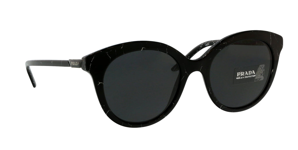 Prada 0PR 02YS 03Y5S0 Round Black Marble Black Sunglasses