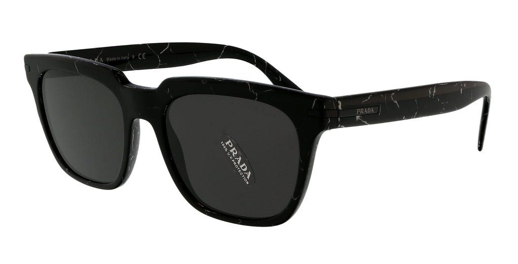 Prada  Rectangular Black Marble Black Sunglasses