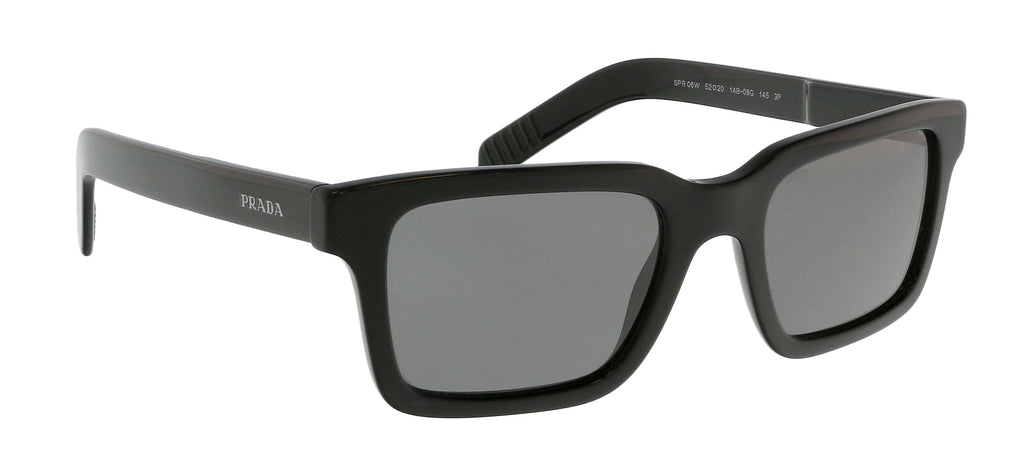 Prada 0PR 06WS 1AB08G Rectangular Black Black Sunglasses