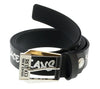 Versace Jeans Couture Black/White Signature Buckle Lettering Print  Leather Adjustable  Belt-