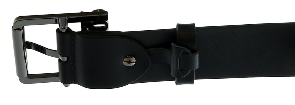 Versace Jeans Couture Black/Gunmetal Signature Classic Buckle Leather Leather Belt-