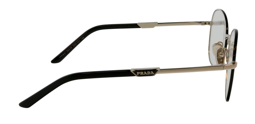 Prada 0PR 64YV GAQ1O1 Full Rim Silver/Black Round Eyeglasses