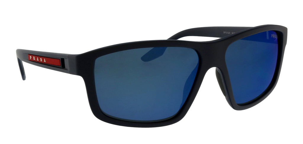 Prada 0PS 02XS TFY08H Rectangular Blue Rubber Blue Sunglasses