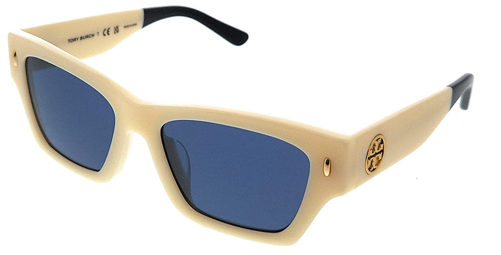 Tory Burch  Ivory Rectangular Sunglasses