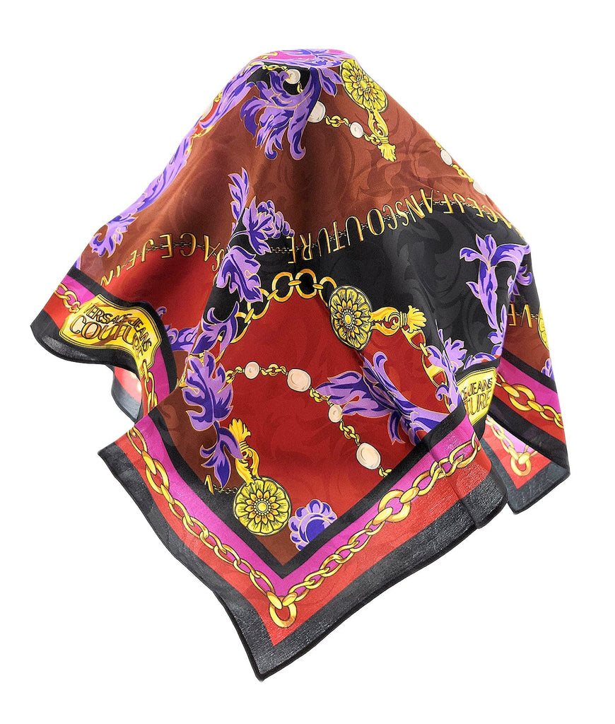 Versace Jeans Couture Multi/Gold Charm Link Baroque Print Silk Scarf