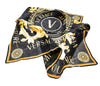 Versace Jeans Couture Black/Gold Charm Link Baroque Print Silk Scarf