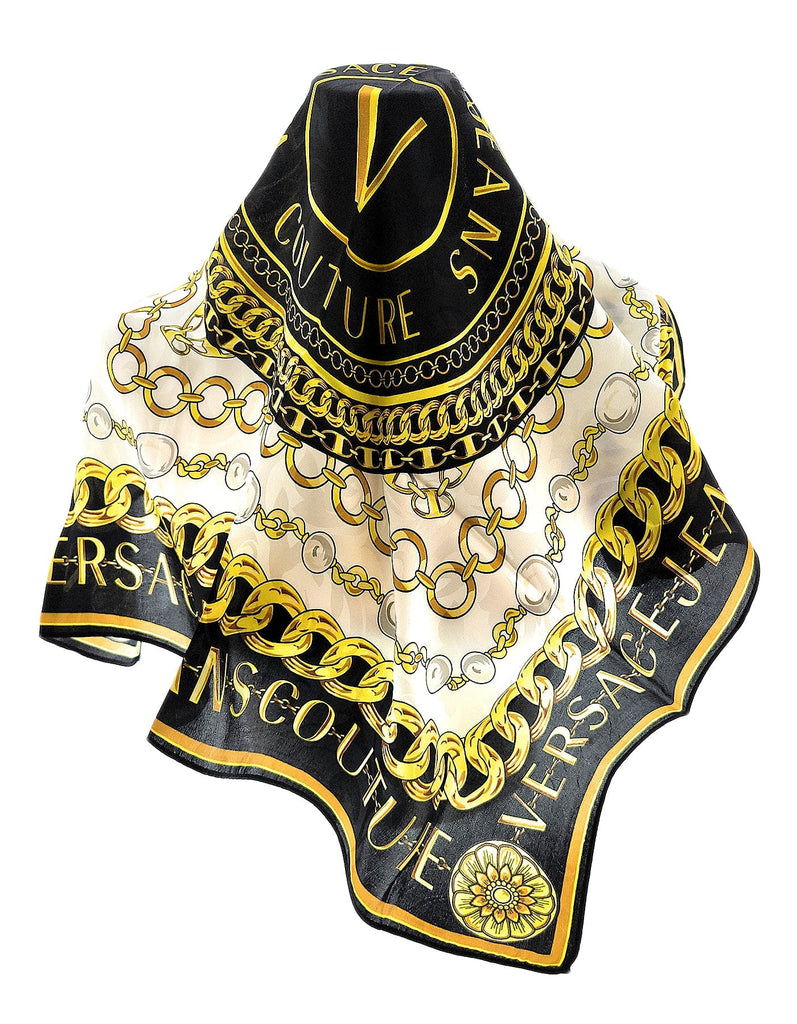 Versace Jeans Couture Multicolor Charm Link Baroque Print Silk Scarf