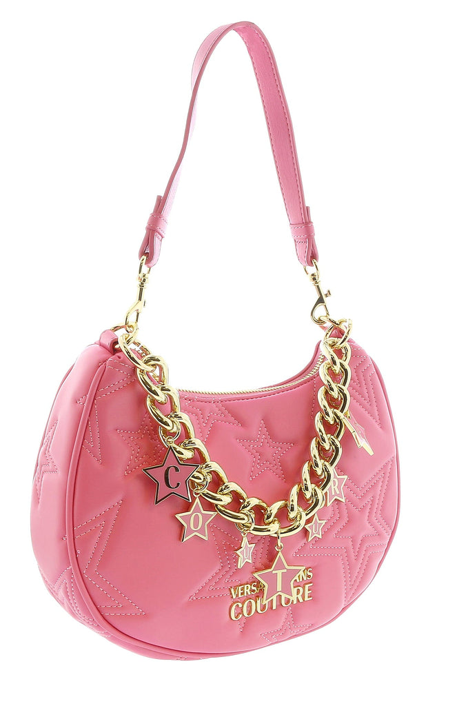 Versace Jeans Couture Rose Half Moon Star Quilted Charm Embellished Hobo Bag