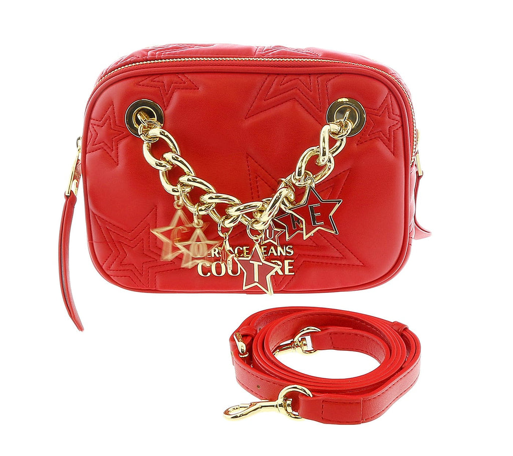 Versace Jeans Couture High Risk Red Square Star Quilted Charm Embellished Crossbody Bag
