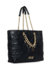 Versace Jeans Couture Black Star Quilted Charm Embellished Shopper Tote Bag