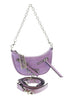 Versace Jeans Couture Lilac Half Moon  Embossed Zipper Hobo Bag