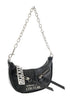 Versace Jeans Couture Black Half Moon  Embossed Zipper Hobo Bag