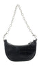 Versace Jeans Couture Black Half Moon  Embossed Zipper Hobo Bag