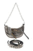 Versace Jeans Couture Gun Metal Half Moon Croc Embossed Zipper Hobo Bag