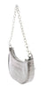 Versace Jeans Couture Gun Metal Half Moon Croc Embossed Zipper Hobo Bag