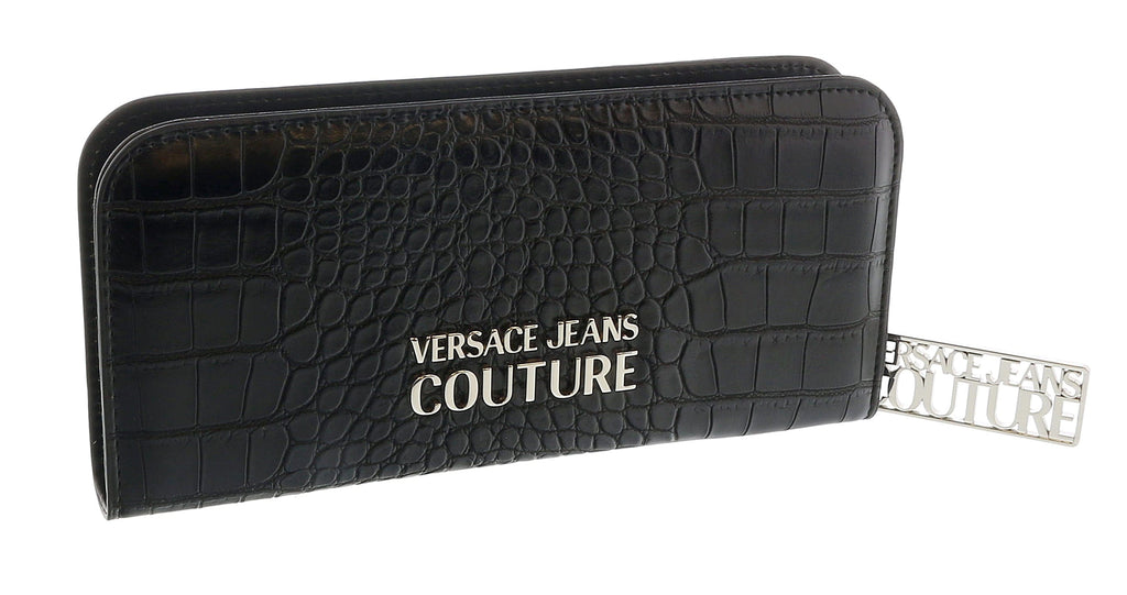 Versace Jeans Couture Black  Embossed Continental Wallet