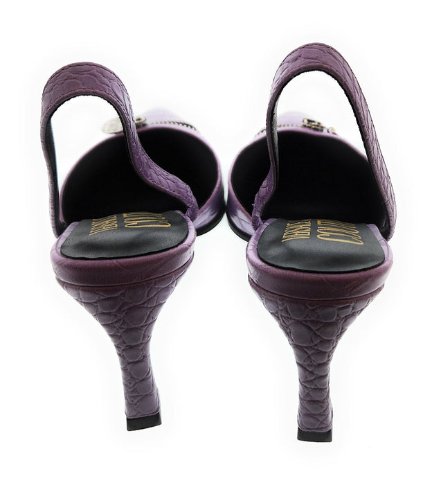 Versace Jeans Couture Womens Lilac   Zipper  High Heel Slingback-