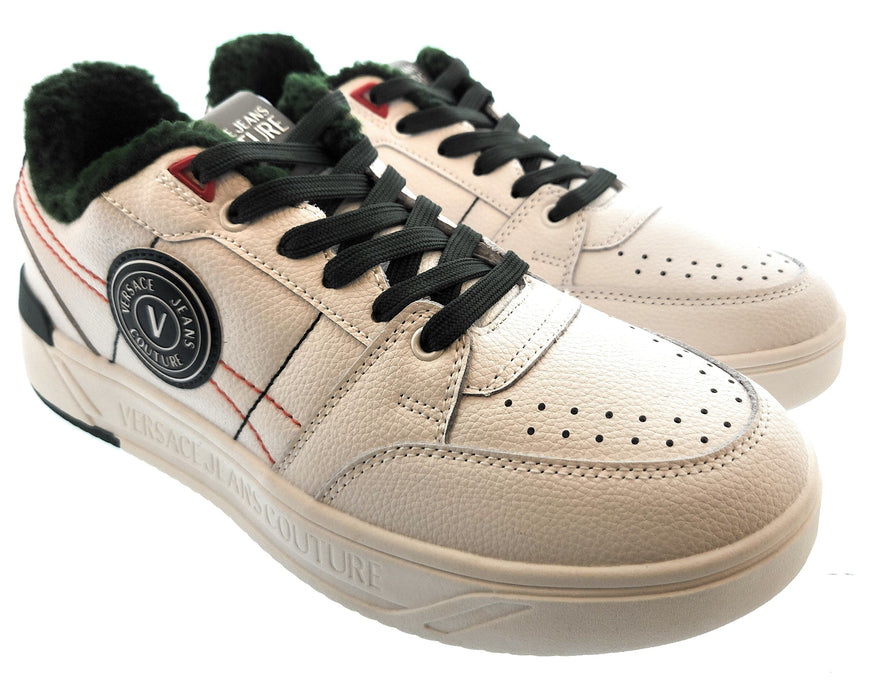 Versace Jeans Couture Mens White Fuzzy Lined Sneakers-EU42