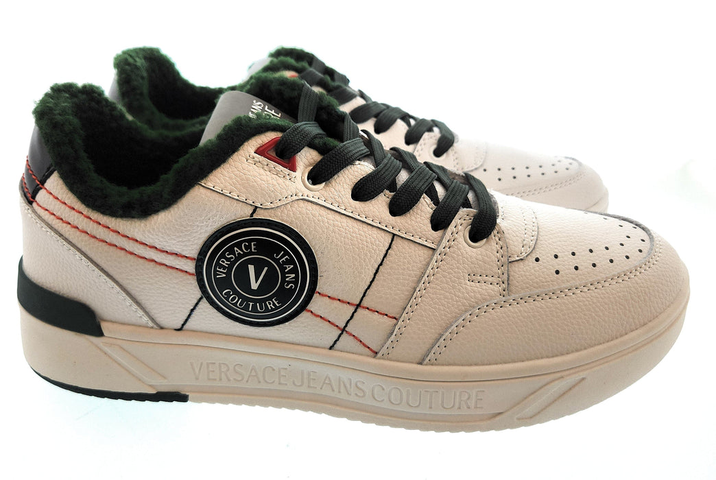 Versace Jeans Couture Mens White Fuzzy Lined Sneakers
