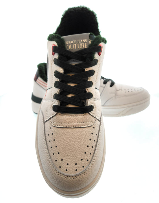 Versace Jeans Couture Mens White Fuzzy Lined Sneakers