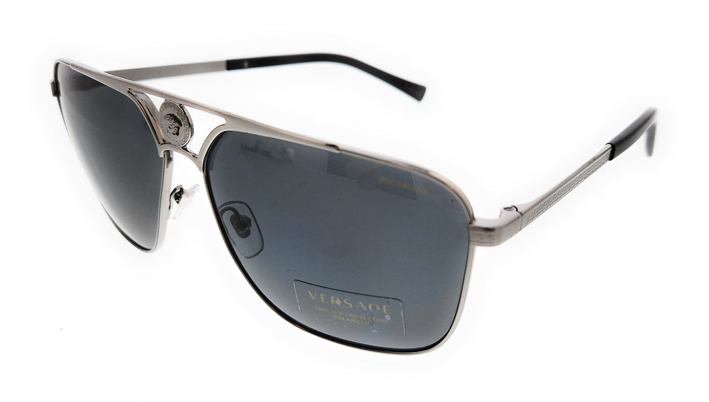 Versace  Gunmetal Rectangular Sunglasses