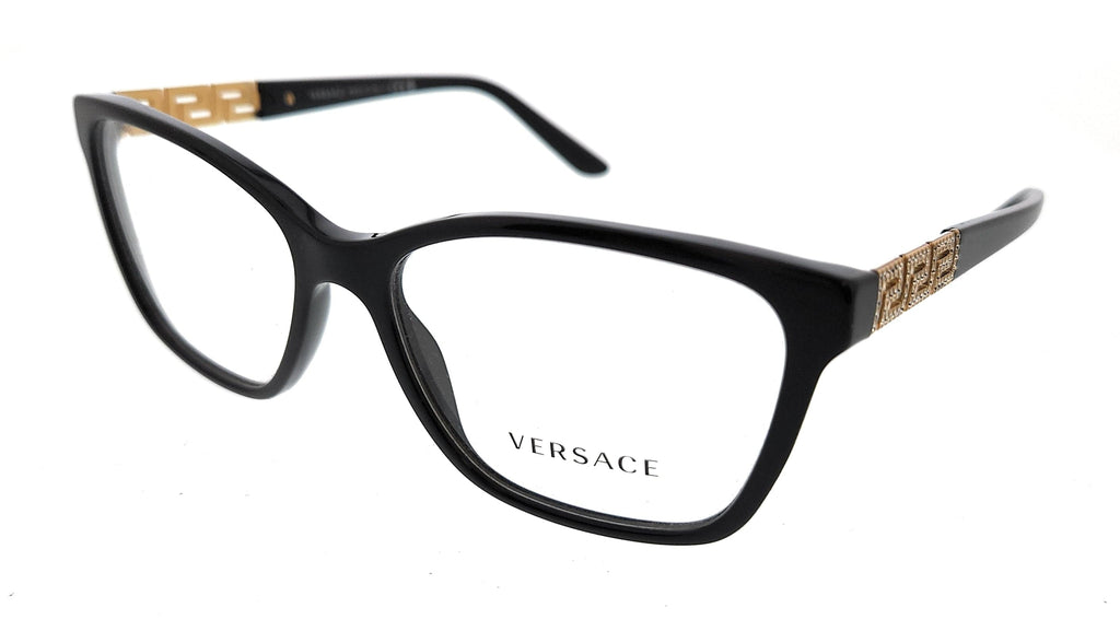 Versace VE3192B GB1 54 Full Rim Black Gold Cat Eye Eyeglasses