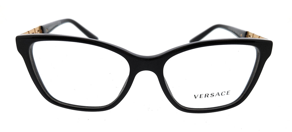 Versace VE3192B GB1 54 Full Rim Black Gold Cat Eye Eyeglasses