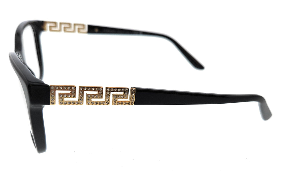 Versace VE3192B GB1 54 Full Rim Black Gold Cat Eye Eyeglasses