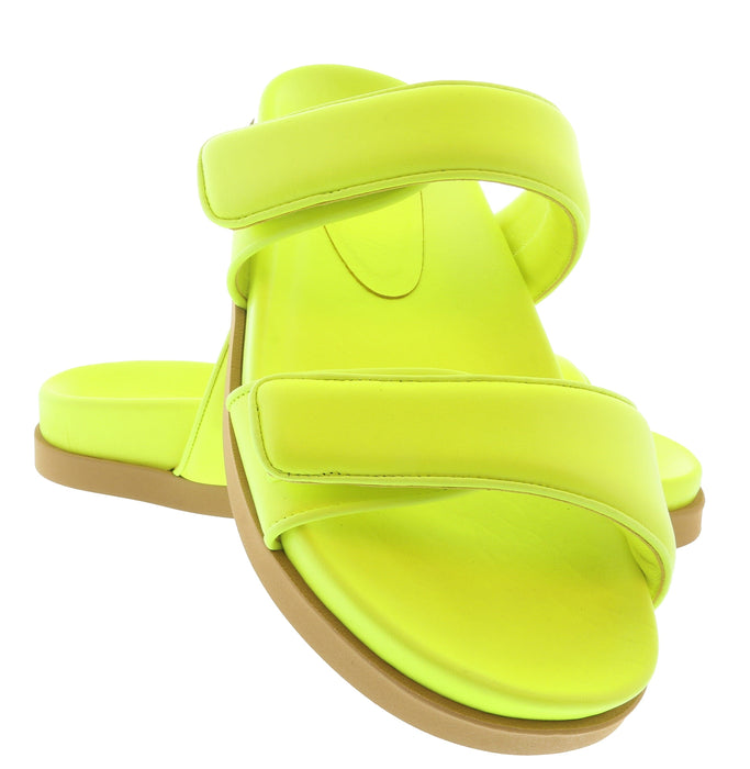 Gia Borghini Acid Lime Gia x Pernille Double Strap Leather Slides