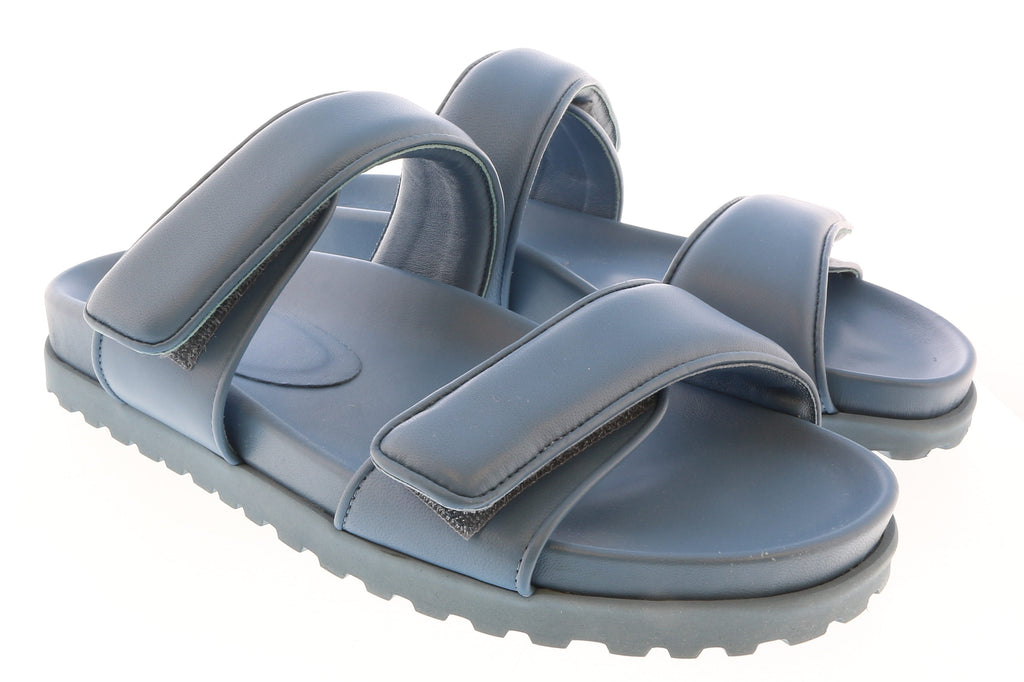 Gia Borghini Lead Blue Gia x Pernille Double Strap Leather Slides 9