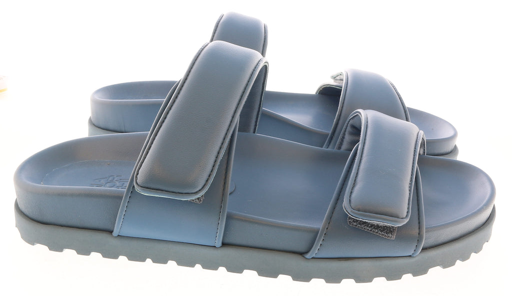 Gia Borghini Lead Blue Gia x Pernille Double Strap Leather Slides