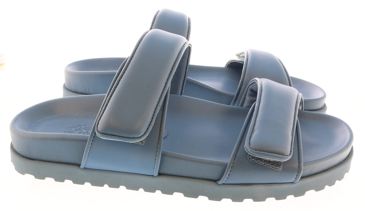 Gia Borghini Lead Blue Gia x Pernille Double Strap Leather Slides