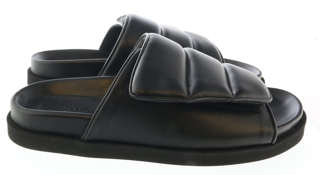 Gia Borghini Black Padded Leather Slides