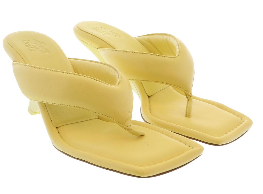 Gia Borghini Butter Yellow Thonge Mule with Wedge 7