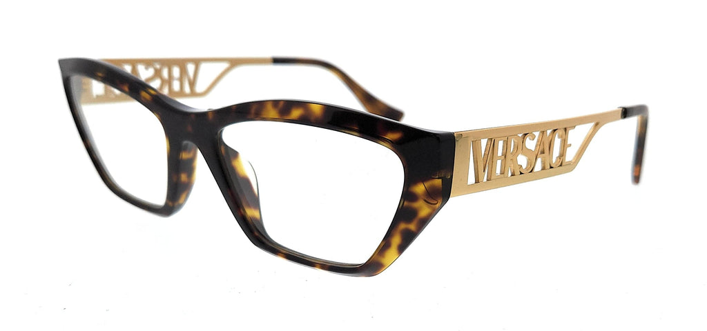 Versace  Full Rim Havana Gold Cat Eye Eyeglasses