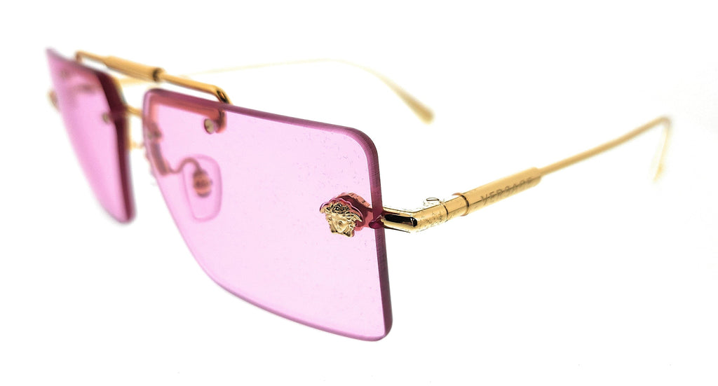 Versace  Rimless Gold Rectangular Sunglasses