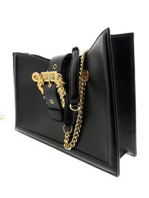 Versace Jeans Couture Black Medium Baroque Buckle Shoulder Bag