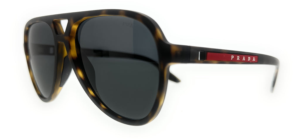 Prada Linea Rossa  Matte Havana Aviator Sunglasses