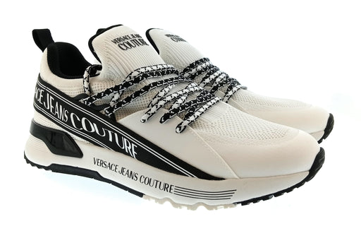 Versace Jeans Couture Mens White / Black Logo Runner Sneakers-